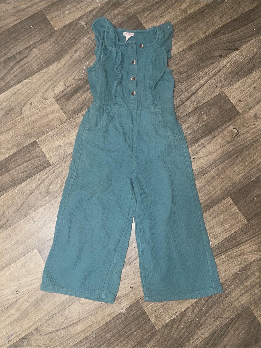 Cat & Jack Teal Ruffle-Trim Girls One-Piece Romper